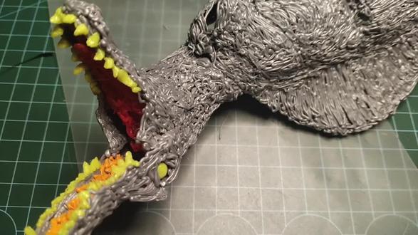 3d打印笔一镜到底手工制作棘背龙 #制作龙偶 #自制模型 #3d打印笔 #恐龙模型 #棘背龙