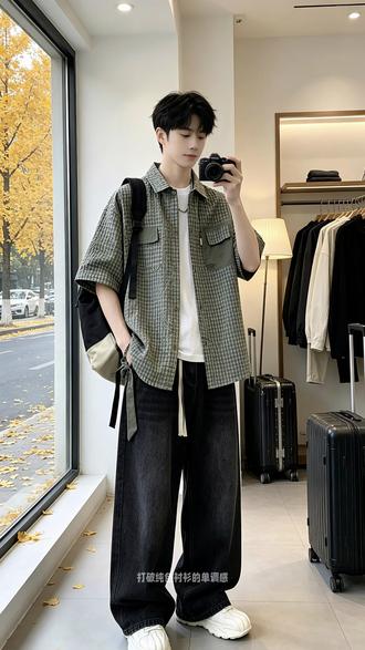 还在为选不到合适的衣服发愁吗 低饱和复古绿格纹自带文艺氛围,打破纯色衬衫的单调感,低调又有辨识度,上身自带高级感#高级感穿搭 #穿搭分享 #当我尝试夏日韩系明媚感穿搭 #会穿搭的男生有多加分 #穿搭技巧