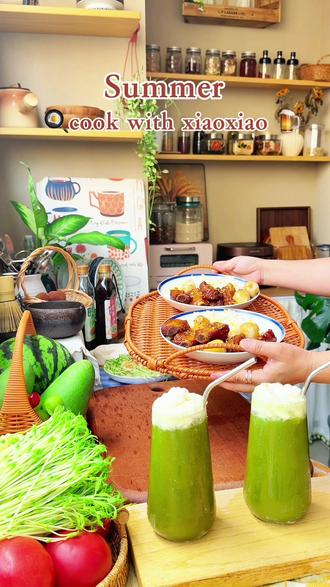 cook with me|荔枝排骨饭 、🍵抹茶生啤🍻 #抹茶生啤 #满级吃商通关赛 #抖音吃商新灵感