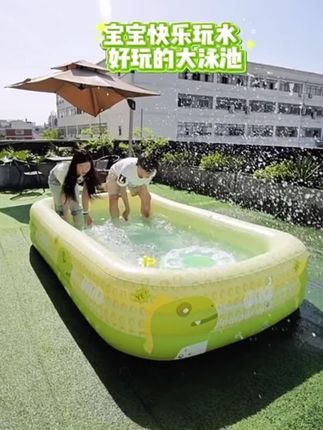 儿童户外充气游泳池家用室外泳池3米超大号加厚可折叠充气游泳池#强烈推荐 #抖音推广 #上热搜 #抖音二创激励计划 #原创视频
