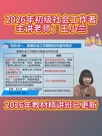 2026年初级社会工作者中社版教材精讲班课程,初级社工王小兰考前应试技巧精讲视频。#社工 #2026社工 #社工考试 #王小兰 #初级社工