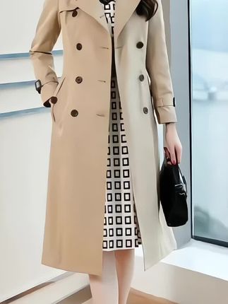 #2025年秋季新款风衣外套女中长款过膝款韩系英伦风休闲大衣