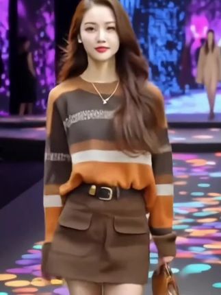 【超火秋季穿搭一整套女2025新款韩版复古撞色针织衫百搭:/ 短裙两件套】#针织衫短裙两件套#点击小黄车直接购买 @巨量千川