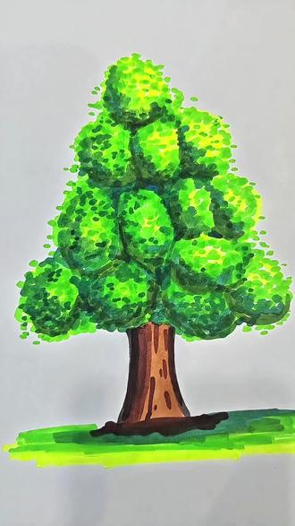 树的画法#画画 #美术#曲靖#教育#教育培训