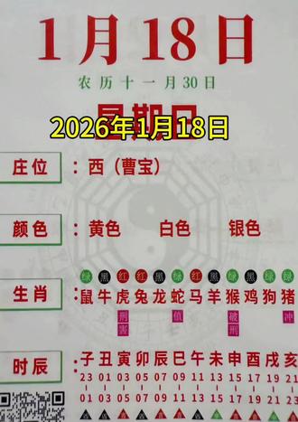 2026年1月18日红黑日历解读#麻将 #红黑日历 #麻将技巧