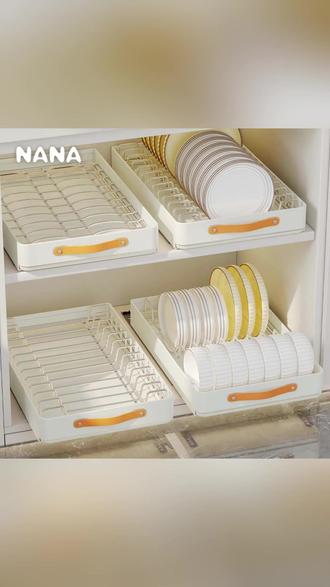 NANA碗碟收纳架免打孔碗碟沥水架抽屉双层厨房厨房抽拉式置物架 #生活用品 #碗碟置物架