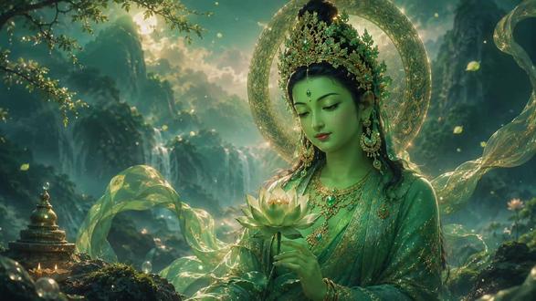 一滴眼泪的故事:绿度母 不知她一滴泪,化作绿度母,
替观音分担救度众生的愿力。
这抹绿,是绝境里的生机,
是焦虑时的安宁,
是女子的温柔铠甲 。
她不问过往,不判对错,
只愿护你:
远离疾苦,远离烦恼,
内心澄澈,一生被爱💚
愿你如绿度母,
慈悲而有力量,温柔且坚定#绿度母 #治愈系 #佛教故事 #文化传承