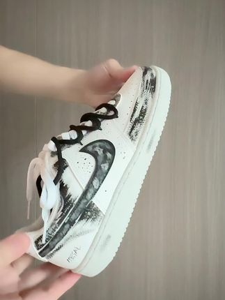 NIKE/耐克墨染行云夏季潮流百搭经典运动板鞋男女情侣款泼墨黑白#耐克板鞋 #耐克运动板鞋 #耐克鞋 #NAIKE