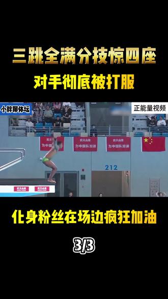 三跳全满分技惊四座,对手彻底被打服,化身粉丝在场边疯狂加油 #体育#跳水#世界杯#名场面#正能量