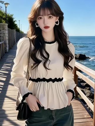 法式甜美收腰衬衫#不要拒绝不同风格的美 #穿出高级时尚 #甜酷ootd #ootd穿搭 #2025秋季新款
