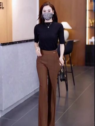 修身显瘦垂感微喇裤女士休闲裤2025秋冬高腰弹力喇叭裤子时尚百搭#面料柔软舒适 #显高显瘦显腿长 #谁穿谁好看 @DOU+小助手