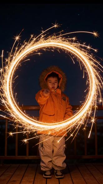 仙女棒,过年一定要拍的照片,豆包强大#过年 #拍照 #烟花 #仙女棒 #氛围感@DOU+小助手 @豆包AI智能助手