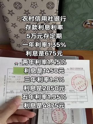 #农村信用社存款利息利率#定期存款#存钱