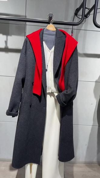 麦檬MM深灰色大衣 气场全开 超大气#大衣 #麦檬 #女装 #浴袍款大衣 #麦檬女装