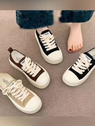 厚底饼干帆布鞋女2025年春季新款女鞋子网红百搭爆款休闲透气板鞋#百搭鞋子 #时尚美鞋 #厚底帆布鞋 #休闲板鞋 #夏季鞋子