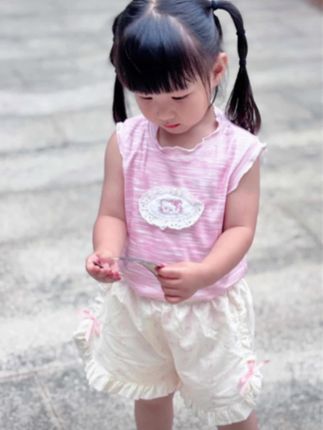 女童套装2025夏季新款甜美KT花边背心上衣印花短裤两件套女宝套装#甜美穿搭 #夏日必备 #高品质童装 #谁穿谁好看系列 #每日童装穿搭分享
