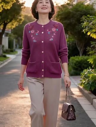 买给妈妈的针织衫 现在妈妈出门都这样穿了!#妈妈装 #针织上衣 #秋季穿搭 #气质穿搭 #上热门🔥