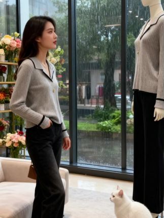 大码polo领打底针织衫女秋季胖妹妹洋气百搭宽松显瘦遮肉上衣#高级感穿搭 #早秋各式各样的平价上衣分享#解锁秋季一周色彩灵感穿搭#秋冬基础款打底合集#早秋黑白灰穿搭测评@DOU+上热门 @抖音小助手 @DOU+小助手 @DOU+上热门 🔥