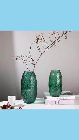 轻奢玻璃花瓶大号客厅落地透明桌面摆件插花艺术 #轻奢家居装饰 #客厅摆件推荐 #玻璃花瓶插花 #马醉木龙柳搭配 #透明桌面装饰