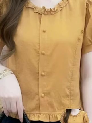 2025夏季新款花边圆领短袖衬衫女减龄显瘦洋气百搭时尚设计感上衣#爆款热卖中 #好物推荐🔥 #大数据推荐给有需要的人 #抖音小助手#夏季新款