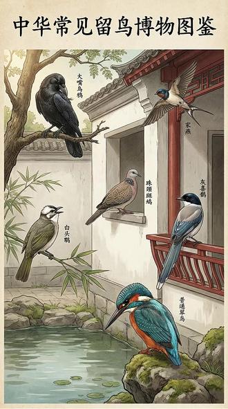 常见留鸟图谱,图解万物视频制作教程 #动物百科 #中华文化 #图解 #人文知识 #科普