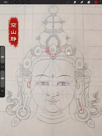 绿度母头像讲解#非遗文化#唐卡#唐卡教学#佛像绘画
