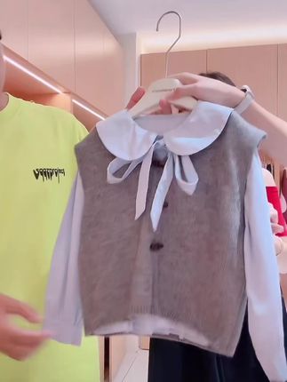 小菲特女童秋装马甲背心套装中大童儿童休闲衬衫两件套BGTQ52848#女童穿搭#秋季新款#高品质童装 #超便宜超划算