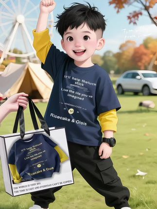 🔥2025秋季新款儿童假两件长袖T恤来啦!男女童中大童都能穿,色织设计超有质感~ 假两件款式,藏蓝主色搭配明黄内衬,层次感拉满,时尚又吸睛。精选舒适面料,秋季穿着透气亲肤,孩子活动自如。不管是搭配工装裤走潮酷风,还是配牛仔裤走休闲风,都能轻松驾驭,日常出街、校园穿搭都百搭! 给娃的秋季衣橱升级,这个秋天既舒适又时髦~ #儿童秋季穿搭 #假两件T恤 #男女童通用 #中大童服饰 #百搭上衣