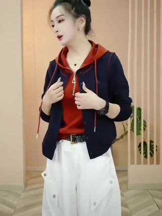 【2025秋季新品时尚百搭修身显瘦假两件连帽卫衣女士长袖上衣8181】#很漂亮 #与众不同 #完美