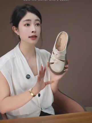 东方骆驼包头夏季新款外穿时尚百搭女士罗马拖鞋 #百搭鞋子 #软底软面穿上超舒服 #夏季凉鞋 #透气舒适 #优雅气质