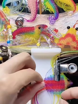 新品diy材料包水晶虾挂件手工编绳串珠彩色塑料玻璃丝绳塑料线