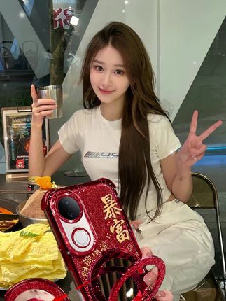 适用于【VIVOS20】四角防摔闪粉暴富镜子手链支架防摔壳@DOU+小助手