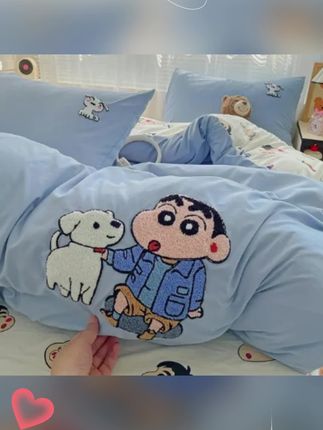 面料升级款【双面用】四季用 成人宿舍四件套可绣花小清新学生单人#床上四件套 #四件套床单被套 #四季被 #四季被夏凉被