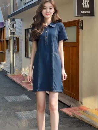 #显瘦连衣裙 #牛仔连衣裙 #时尚洋气连衣裙 #减龄连衣裙面料超舒服 #夏季新款连衣裙