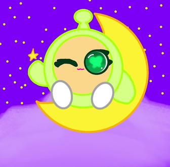 现在我画了一个蛋小绿坐在月亮上看星星#蛋仔派对 #蛋仔派对oc #蛋仔头像