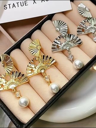 国风扇舞珍珠耳坠#美出高级感 #耳饰 #首饰分享 #仙女必备 #耳环