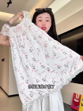 冰丝夏季女童睡裙薄款公主蕾丝拼接连衣裙子睡衣#夏季穿搭 #家居服 #女童睡衣 #家居服睡衣 #甜美女孩
