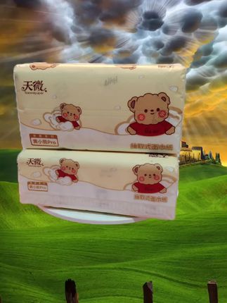 天微黄小熊Pro印花抽纸大包母婴亲肤原生木浆五层加厚加量实惠装#ai创作 #抽纸#自然奇观 #家庭用纸