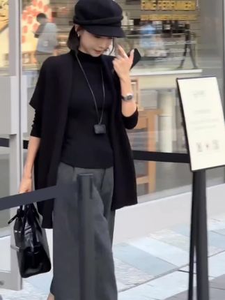 秋装长袖打底衫毛衣针织衫松弛感休闲裤三件套#穿出自信穿出美丽#减龄穿搭#遮肉显瘦#时尚女装