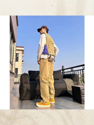 25新款机能小三角白标宽松锥形休闲裤美式工装长裤男女同款休闲裤#休闲裤 #工装长裤 #休闲裤 #男女同款 #机能裤