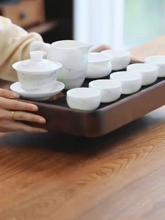当代 羊脂玉瓷功夫茶具家用办公室白瓷泡茶盖碗茶杯简约高档送礼#茶具好物推荐 #高端茶器 #爱生活爱喝茶