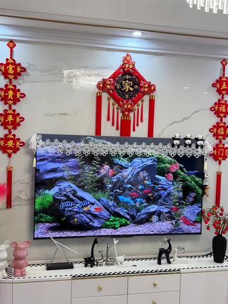 给家里电视背景墙挂上这个桃木中国结三件套,太好看了#桃木中国结 #福到我家 #软装搭配 #挂饰挂件 #家居好物