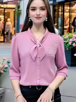 #时尚妈妈装夏季新款蝴蝶结款中袖气质显瘦洋气妈妈装女士减龄宽松#谁穿谁漂亮 #高端大气 #时尚洋气
