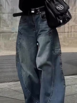 美式工装牛仔裤#显高显瘦 #牛仔裤 #牛仔阔腿裤 #显瘦穿搭