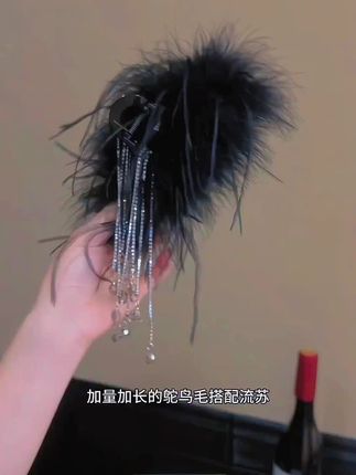 一年四季都能戴的羽毛发夹出新款了!搭配闪钻流苏的设计也太有氛围感了~轻松搞定多种发型什么衣服都好看!#氛围感 #抓夹 #头饰发饰 #美出高级感 #发型教程