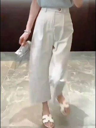 2025夏季新款设计师纯色百搭上衣+高腰薄款松紧腰九分显瘦直筒裤#夏季穿搭清凉一夏 #高级感穿搭 #女生穿搭 #显瘦穿搭 #今日穿搭