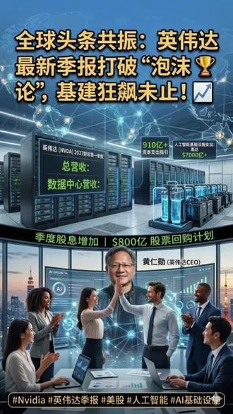 英伟达最新季报打破泡沫论, AI基建狂飙未止! #nvidia #ai #季报