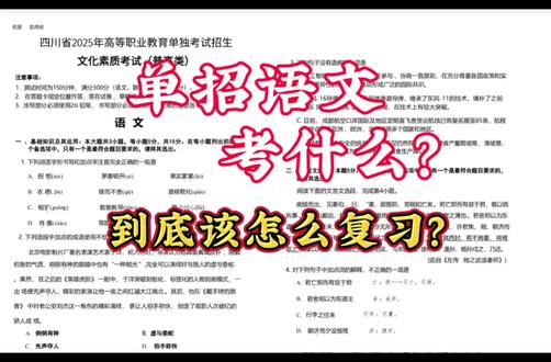 #单招语文考试 #四川单招语文备考攻略 #单招语文考什么 2027届单招的同学们看过来,最详细的“”单招语文考什么”分解版来了!单招语文难吗?简单!它和高考语文的区别在哪里?更简单!欢迎大家跟着老师一起学单招语文。选择单招,上岸双高!圆梦大学!