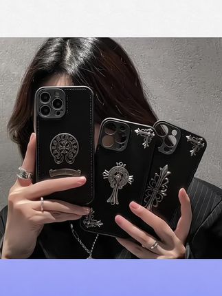 #苹果手机壳 克罗心皮质黑色立体苹果16pro手机壳15promax十字架iphone16个性13pro小众14男女款14promax潮牌网红max适用#苹果16pro #苹果15promax #苹果14 #苹果13pro