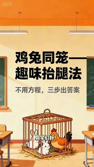 抬腿法解决鸡兔同笼问题#数学思维 #数学